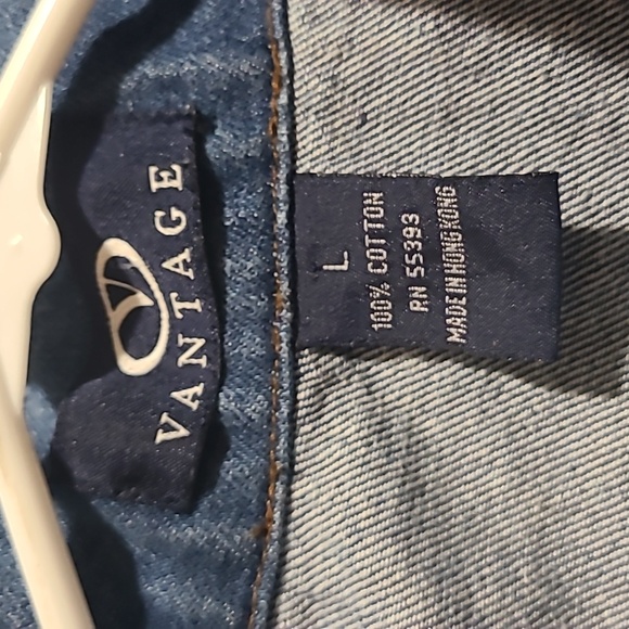 VANTAGE MEN'S COWBOY CUT WESTERN UNLINED DENIM JACKET - Picture 9 of 9